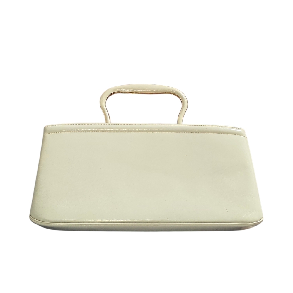 Block Vintage Elegant Cream Handbag Tuck Away Handle 10.5" X 5"